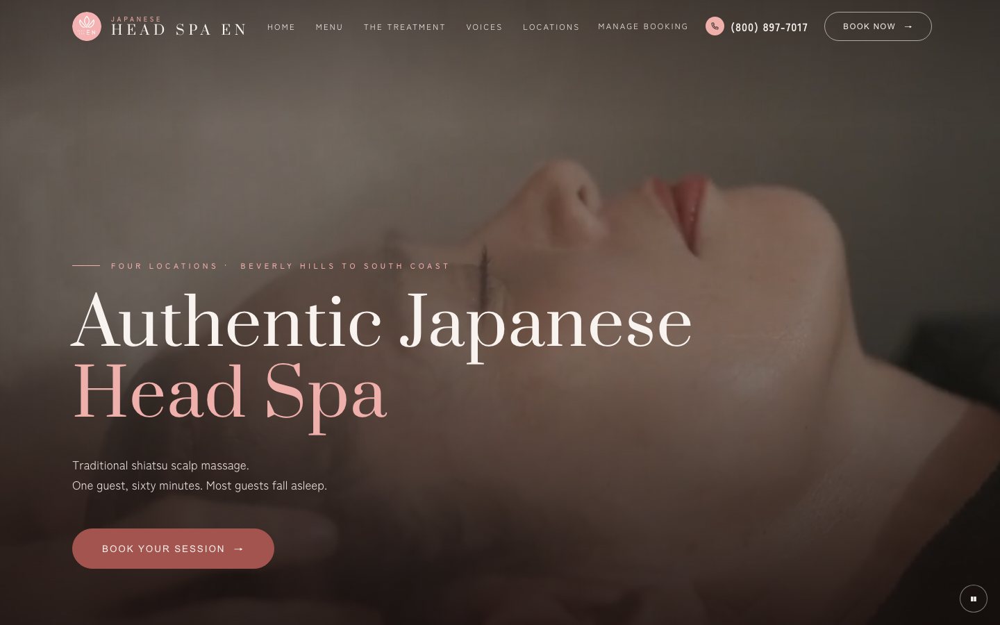 HEAD SPA EN website on desktop